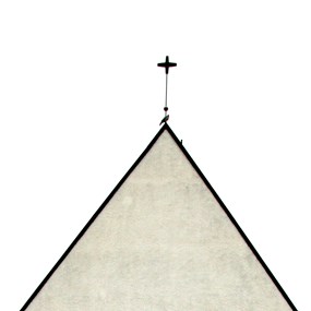 vit, putsad kyrkgavel med kors